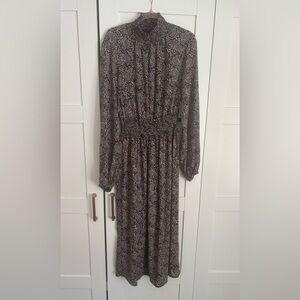 Free Press Animal Print Long Sleeve Mockneck Maxi Dress Size Small NWT